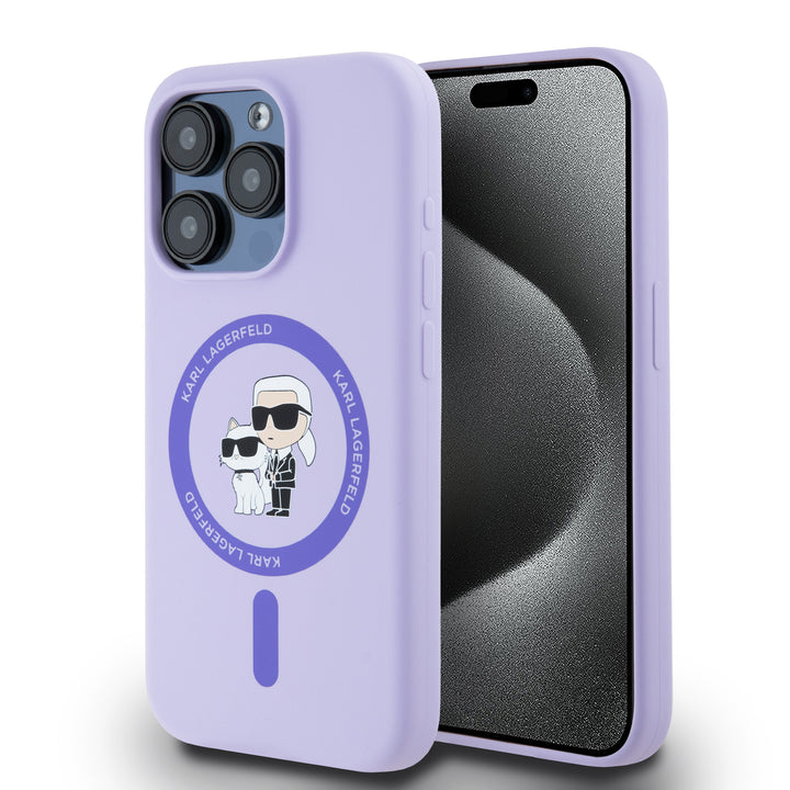 Karl Lagerfeld iPhone 15 Pro Backcover hoesje Magsafe - KC head Ring - Paars-Hoesjes-Ilumina Benelux