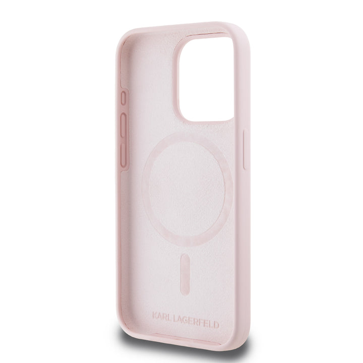 Karl Lagerfeld iPhone 15 Pro Backcover hoesje Magsafe - KC head Ring - Roze-Hoesjes-Ilumina Benelux