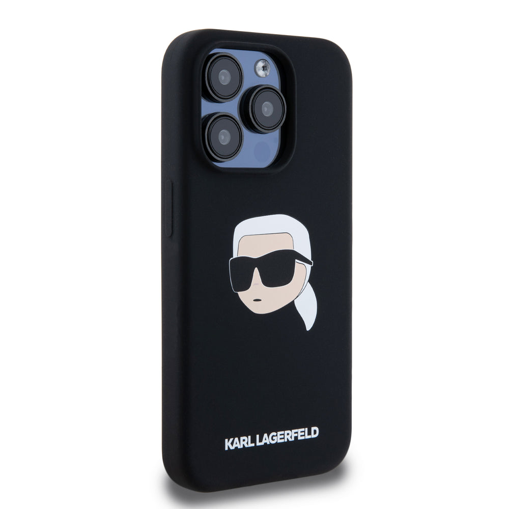 Karl Lagerfeld iPhone 15 Pro Backcover hoesje Magsafe - Karl Print - Zwart-Hoesjes-Ilumina Benelux