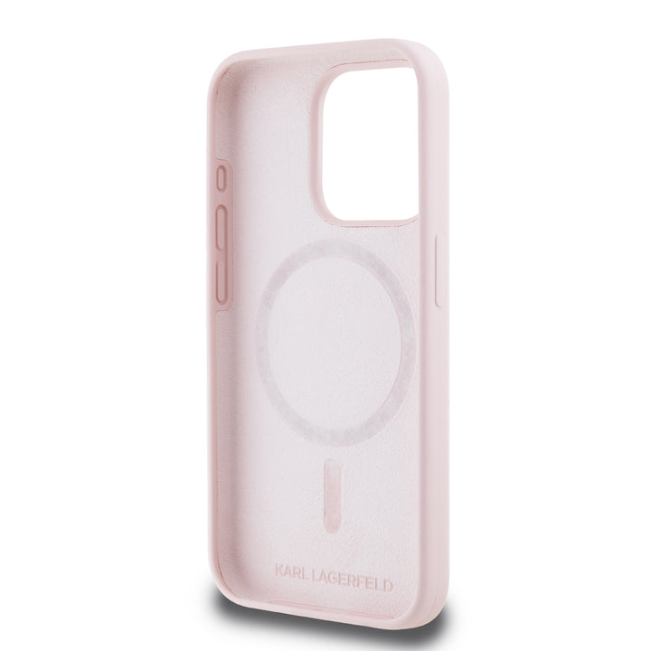 Karl Lagerfeld iPhone 15 Pro Backcover hoesje Magsafe - double heads print - Roze-Hoesjes-Ilumina Benelux