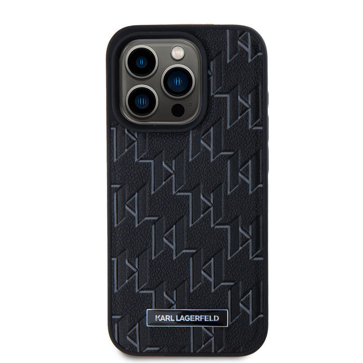 Karl Lagerfeld iPhone 15 Pro Backcover hoesje Magsafe pu - hot stamp - Zwart-Hoesjes-Ilumina Benelux