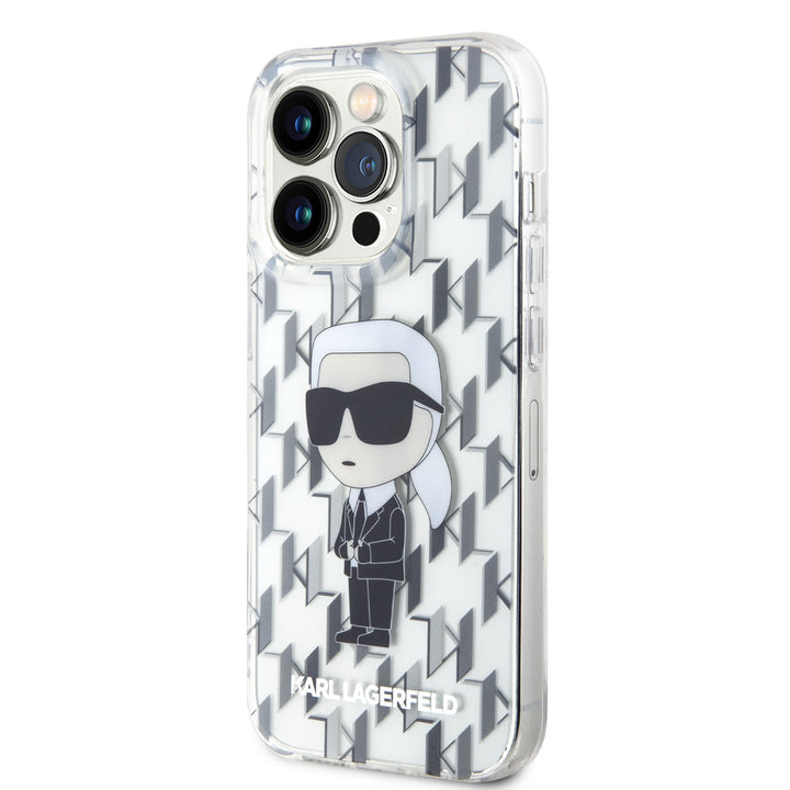 Karl Lagerfeld iPhone 15 Pro Hardcase hoesje - Ikonik Monogram - Transparant-Hoesjes-Ilumina Benelux
