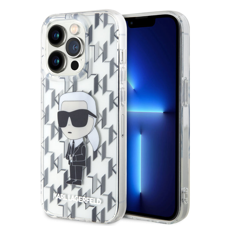 Karl Lagerfeld iPhone 15 Pro Hardcase hoesje - Ikonik Monogram - Transparant-Hoesjes-Ilumina Benelux