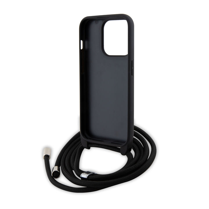 Karl Lagerfeld iPhone 15 Pro Hardcase hoesje - Saffiano - K&C Metal Pin - Crossbody - Zwart-Hoesjes-Ilumina Benelux