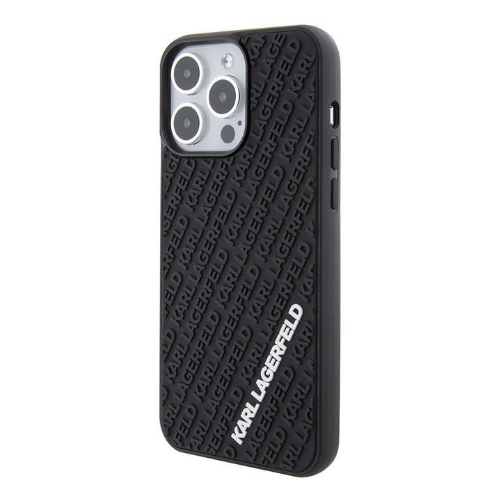 Karl Lagerfeld iPhone 15 Pro Max Backcover hoesje 3D MULTI LOGO - Zwart-Hoesjes-Ilumina Benelux
