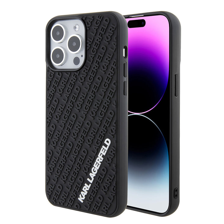 Karl Lagerfeld iPhone 15 Pro Max Backcover hoesje 3D MULTI LOGO - Zwart-Hoesjes-Ilumina Benelux