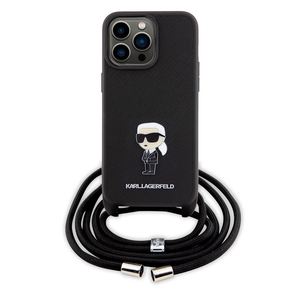 Karl Lagerfeld iPhone 15 Pro Max Backcover hoesje Ikonik metal pin - Zwart-Hoesjes-Ilumina Benelux