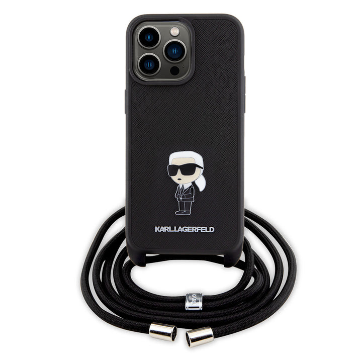 Karl Lagerfeld iPhone 15 Pro Max Backcover hoesje Ikonik metal pin - Zwart-Hoesjes-Ilumina Benelux