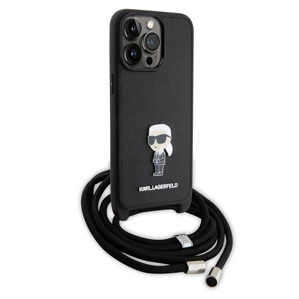 Karl Lagerfeld iPhone 15 Pro Max Backcover hoesje Ikonik metal pin - Zwart-Hoesjes-Ilumina Benelux