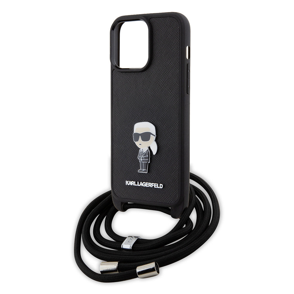 Karl Lagerfeld iPhone 15 Pro Max Backcover hoesje Ikonik metal pin - Zwart-Hoesjes-Ilumina Benelux