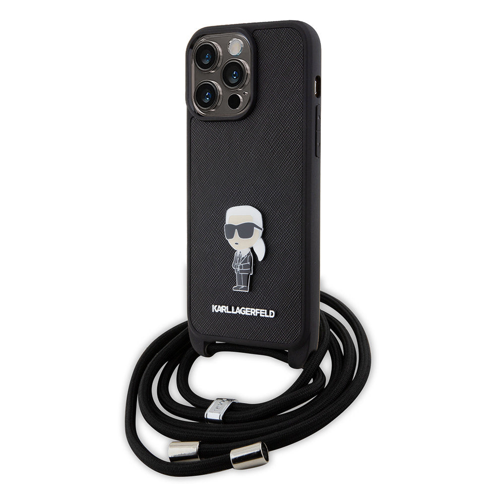 Karl Lagerfeld iPhone 15 Pro Max Backcover hoesje Ikonik metal pin - Zwart-Hoesjes-Ilumina Benelux