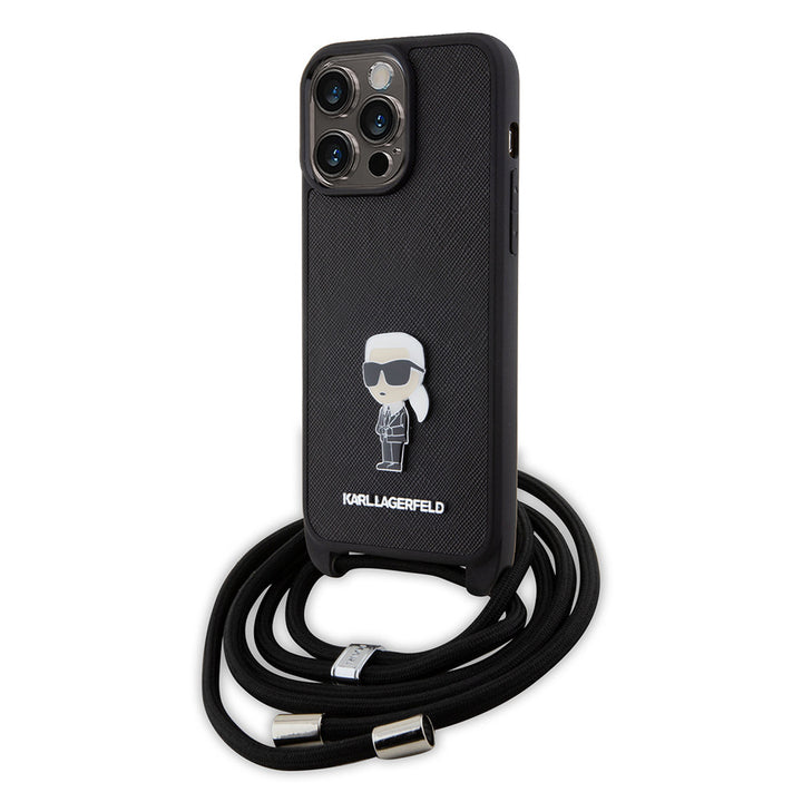 Karl Lagerfeld iPhone 15 Pro Max Backcover hoesje Ikonik metal pin - Zwart-Hoesjes-Ilumina Benelux