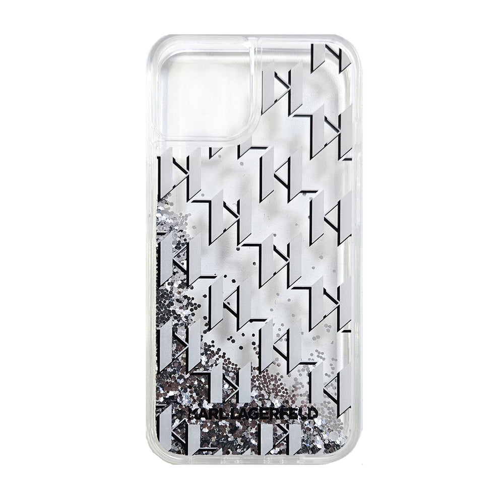 Karl Lagerfeld iPhone 15 Pro Max Backcover hoesje Liquid glitter - monogram gradient - Wit-Hoesjes-Ilumina Benelux