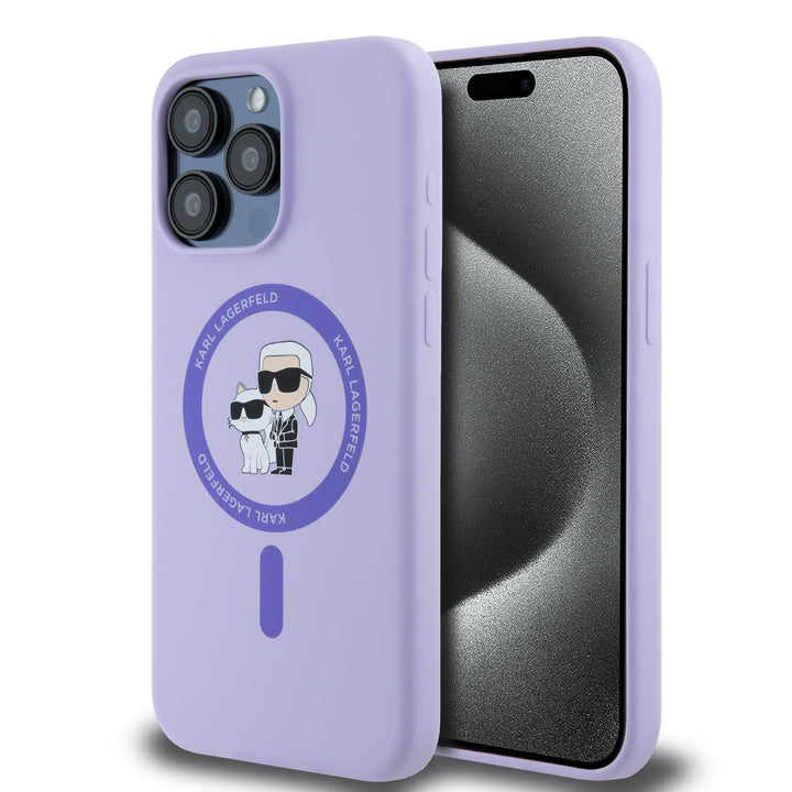 Karl Lagerfeld iPhone 15 Pro Max Backcover hoesje Magsafe - KC head Ring - Paars-Hoesjes-Ilumina Benelux