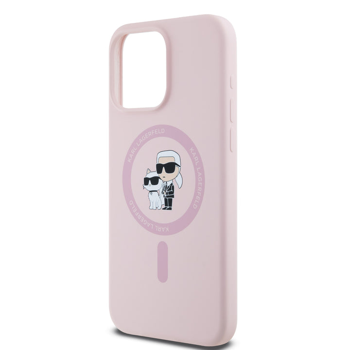 Karl Lagerfeld iPhone 15 Pro Max Backcover hoesje Magsafe - KC head Ring - Roze-Hoesjes-Ilumina Benelux