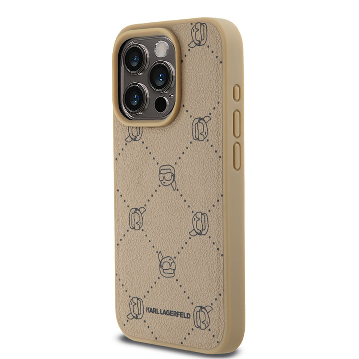 Karl Lagerfeld iPhone 15 Pro Max Backcover hoesje Magsafe - Karl Heads - Beige-Hoesjes-Ilumina Benelux