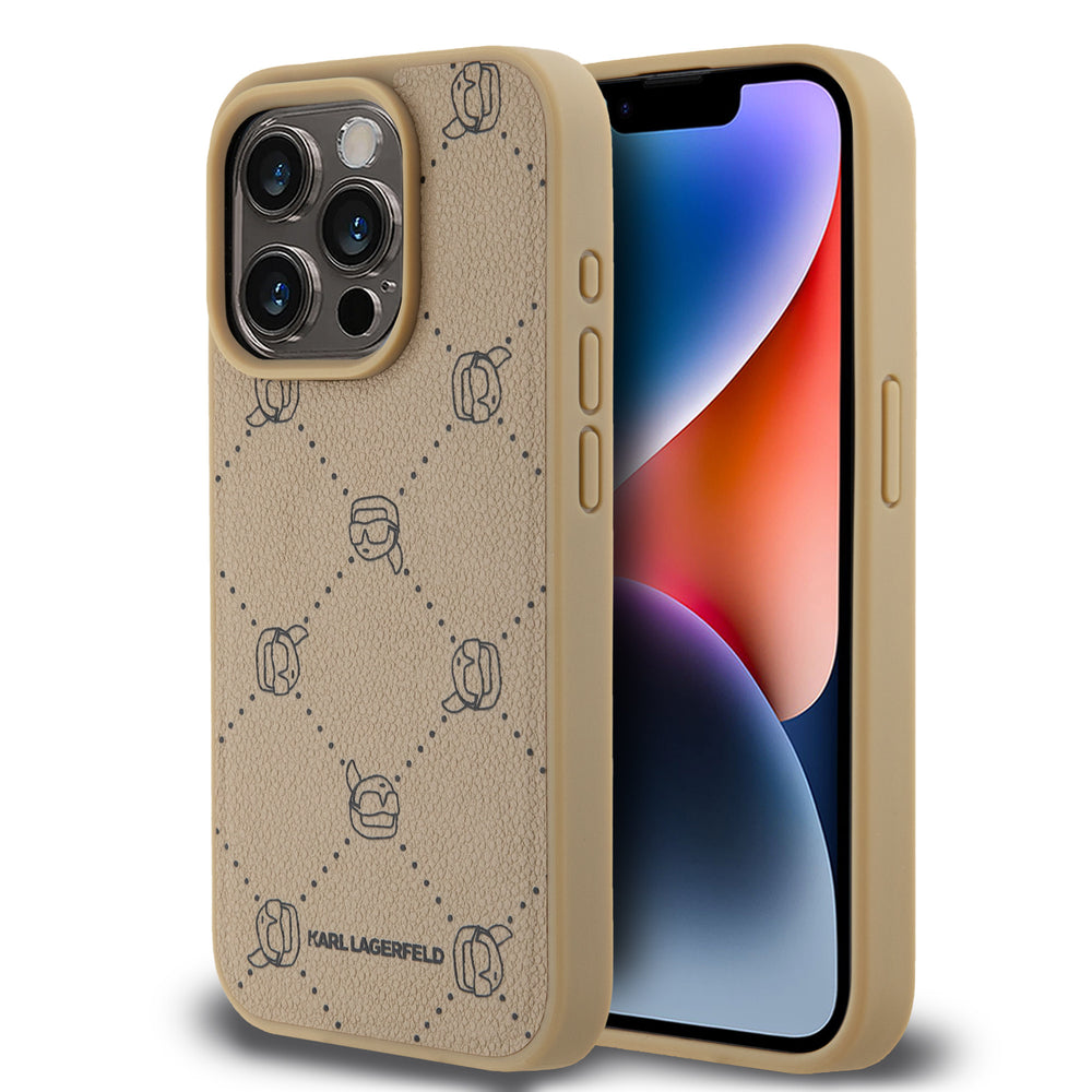 Karl Lagerfeld iPhone 15 Pro Max Backcover hoesje Magsafe - Karl Heads - Beige-Hoesjes-Ilumina Benelux