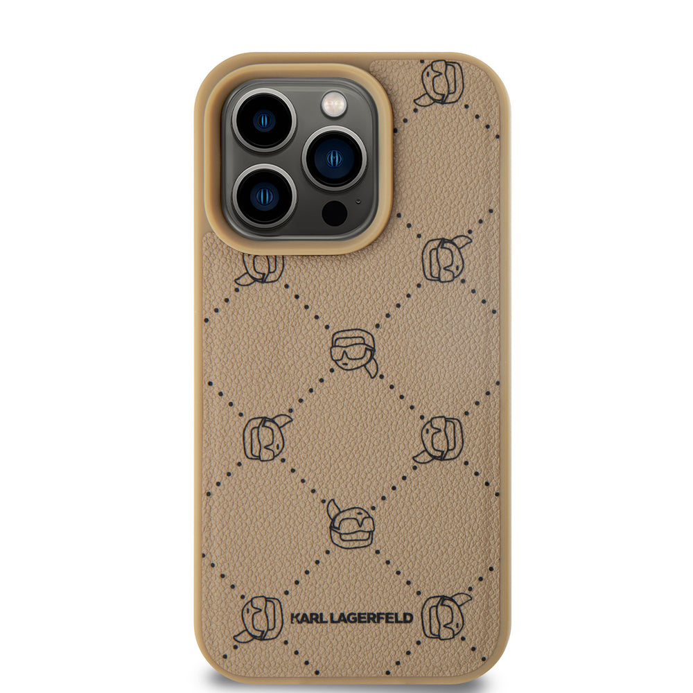 Karl Lagerfeld iPhone 15 Pro Max Backcover hoesje Magsafe - Karl Heads - Beige-Hoesjes-Ilumina Benelux