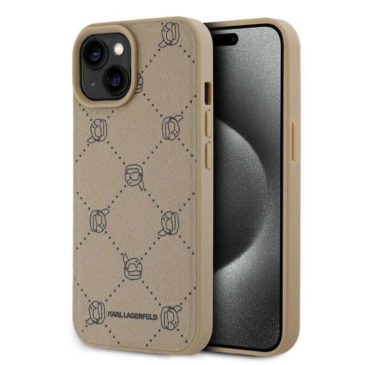 Karl Lagerfeld iPhone 15 Pro Max Backcover hoesje Magsafe - Karl Heads - Beige-Hoesjes-Ilumina Benelux