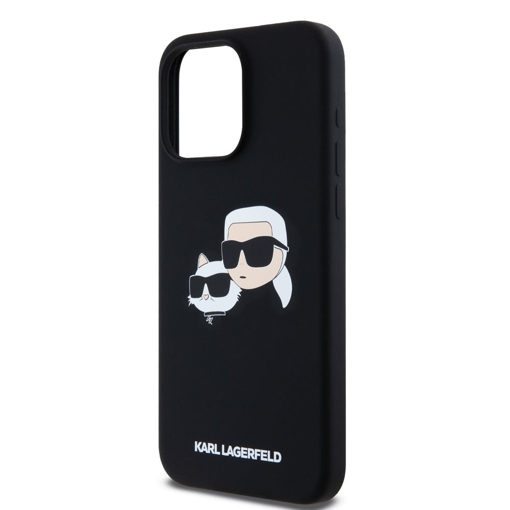 Karl Lagerfeld iPhone 15 Pro Max Backcover hoesje Magsafe - double heads print - Zwart-Hoesjes-Ilumina Benelux