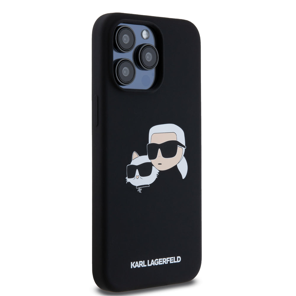 Karl Lagerfeld iPhone 15 Pro Max Backcover hoesje Magsafe - double heads print - Zwart-Hoesjes-Ilumina Benelux