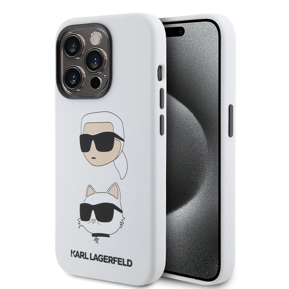 Karl Lagerfeld iPhone 15 Pro Max Backcover hoesje SILICONE K&C - Wit-Hoesjes-Ilumina Benelux