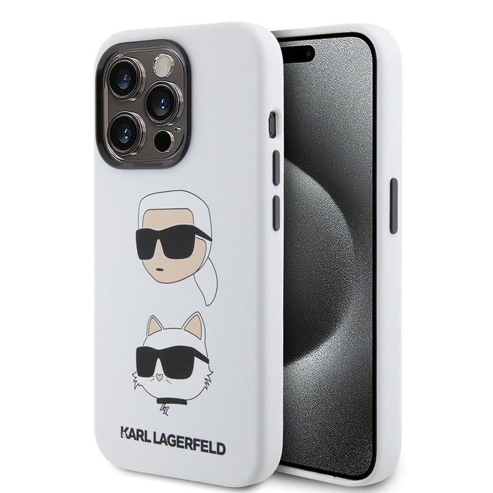 Karl Lagerfeld iPhone 15 Pro Max Backcover hoesje SILICONE K&C - Wit-Hoesjes-Ilumina Benelux