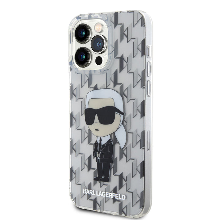 Karl Lagerfeld iPhone 15 Pro Max Hardcase hoesje - Ikonik Monogram - Transparant-Hoesjes-Ilumina Benelux