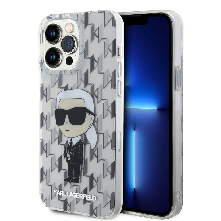 Karl Lagerfeld iPhone 15 Pro Max Hardcase hoesje - Ikonik Monogram - Transparant-Hoesjes-Ilumina Benelux