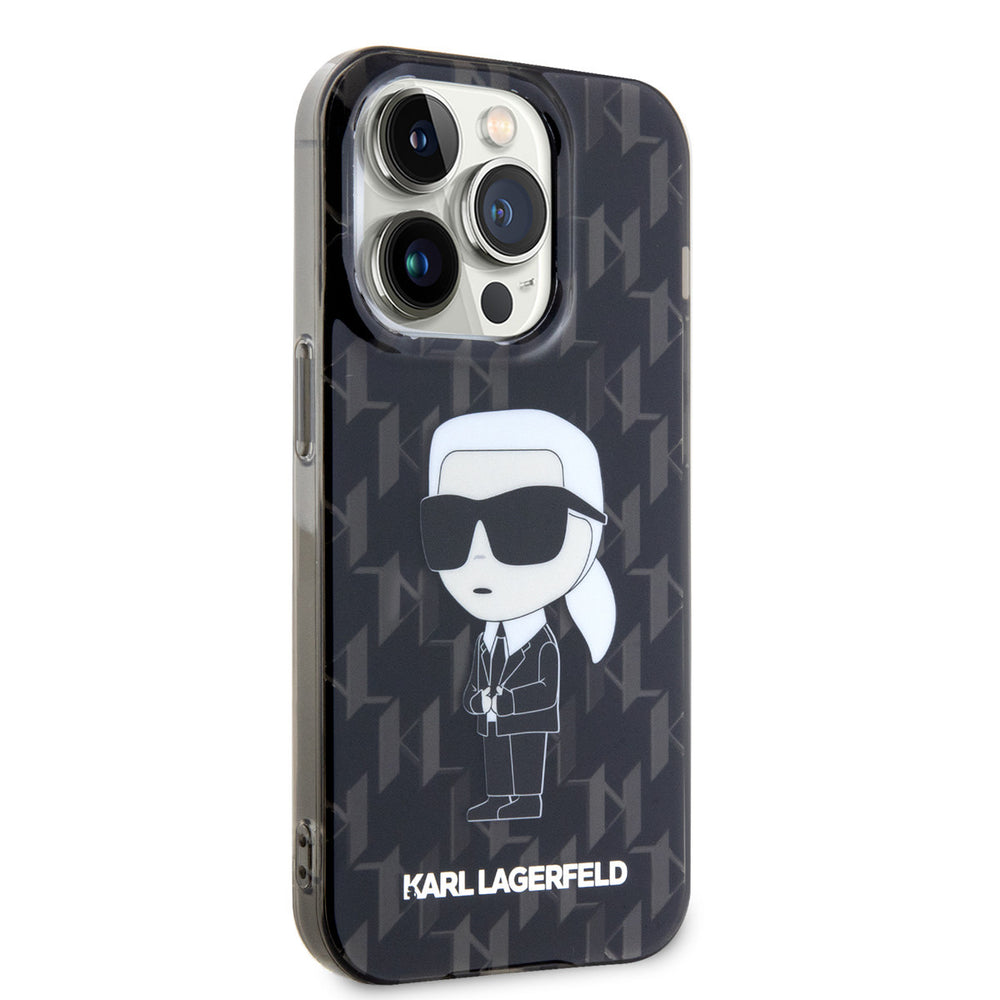 Karl Lagerfeld iPhone 15 Pro Max Hardcase hoesje - Ikonik Monogram - Zwart-Hoesjes-Ilumina Benelux