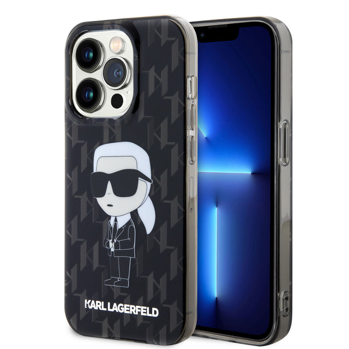 Karl Lagerfeld iPhone 15 Pro Max Hardcase hoesje - Ikonik Monogram - Zwart-Hoesjes-Ilumina Benelux