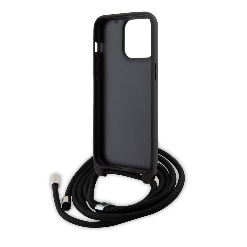 Karl Lagerfeld iPhone 15 Pro Max Hardcase hoesje - Saffiano - K&C Metal Pin - Crossbody - Zwart-Hoesjes-Ilumina Benelux