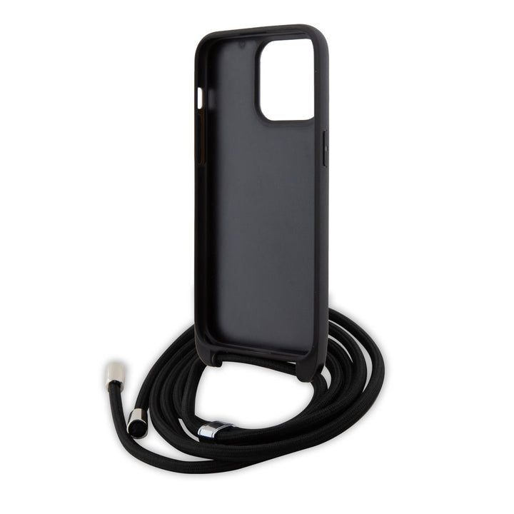 Karl Lagerfeld iPhone 15 Pro Max Hardcase hoesje - Saffiano - K&C Metal Pin - Crossbody - Zwart-Hoesjes-Ilumina Benelux