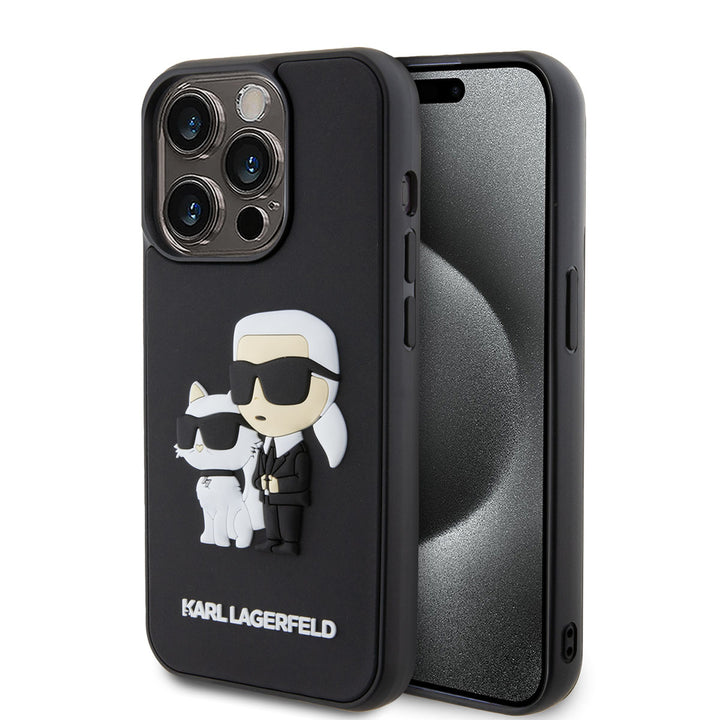 Karl Lagerfeld iPhone 15 Pro TPU Back Cover hoesje - 3D Rubber - NFT K&C - Zwart-Hoesjes-Ilumina Benelux