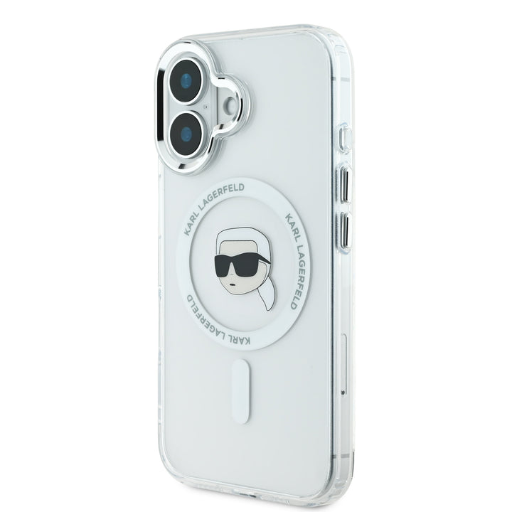 Karl Lagerfeld iPhone 16 Back Cover hoesje Magsafe IML metal - Wit-Hoesjes-Ilumina Benelux