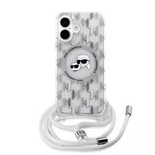 Karl Lagerfeld iPhone 16 Backcover hoesje Magsafe IML KC heads - cord - Transparant-Hoesjes-Ilumina Benelux