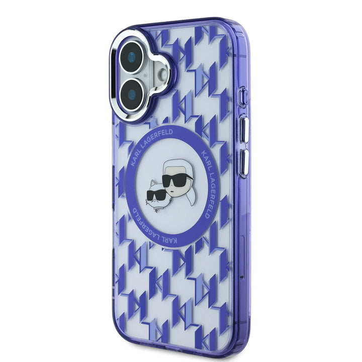 Karl Lagerfeld iPhone 16 Backcover hoesje Magsafe IML metal monogram kc - Paars-Hoesjes-Ilumina Benelux