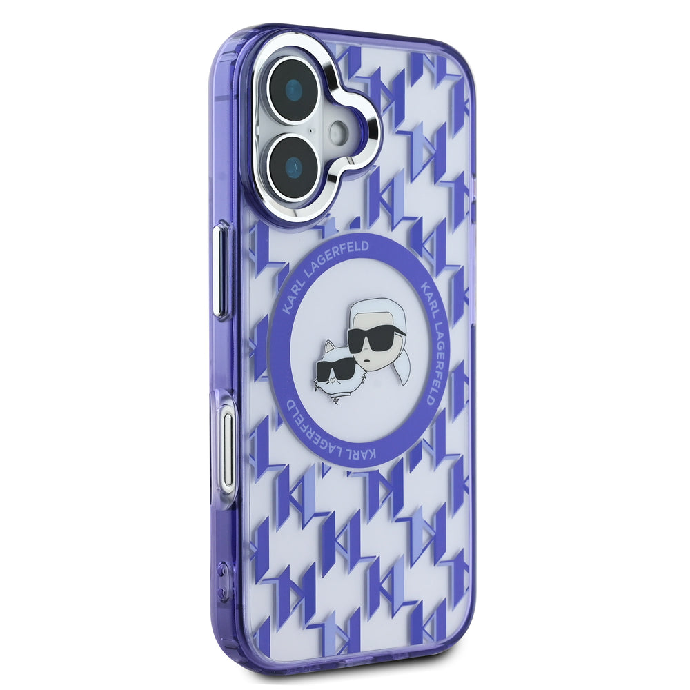 Karl Lagerfeld iPhone 16 Backcover hoesje Magsafe IML metal monogram kc - Paars-Hoesjes-Ilumina Benelux