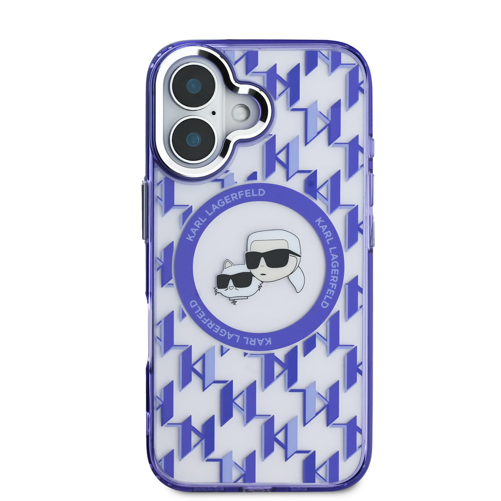 Karl Lagerfeld iPhone 16 Backcover hoesje Magsafe IML metal monogram kc - Paars-Hoesjes-Ilumina Benelux