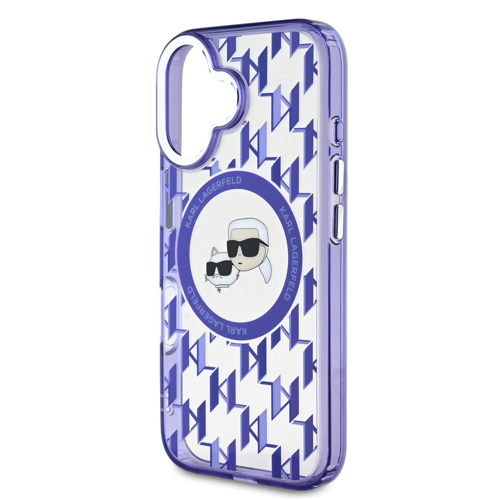 Karl Lagerfeld iPhone 16 Backcover hoesje Magsafe IML metal monogram kc - Paars-Hoesjes-Ilumina Benelux