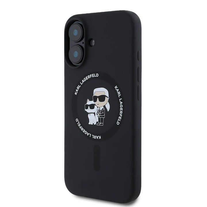 Karl Lagerfeld iPhone 16 Backcover hoesje - Magsafe - Silicone - KC Body Ring - Zwart-Hoesjes-Ilumina Benelux