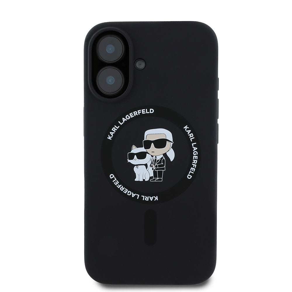 Karl Lagerfeld iPhone 16 Backcover hoesje - Magsafe - Silicone - KC Body Ring - Zwart-Hoesjes-Ilumina Benelux