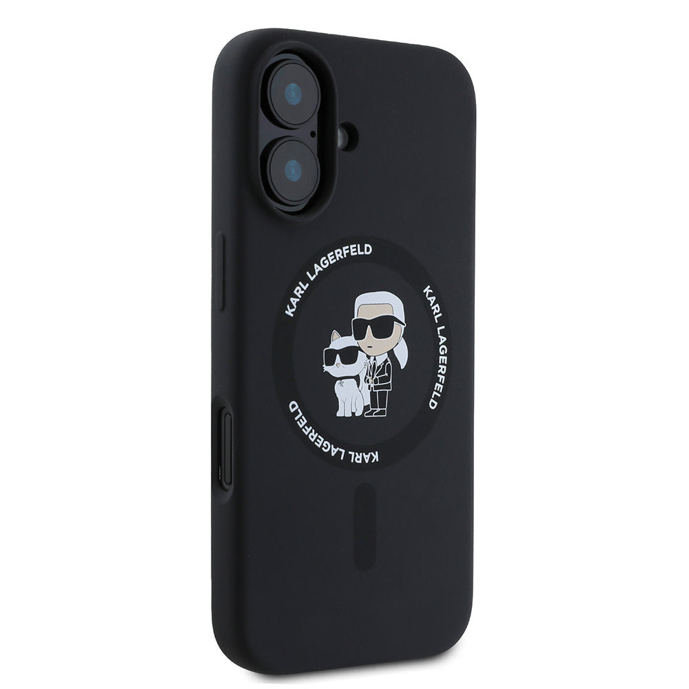 Karl Lagerfeld iPhone 16 Backcover hoesje - Magsafe - Silicone - KC Body Ring - Zwart-Hoesjes-Ilumina Benelux