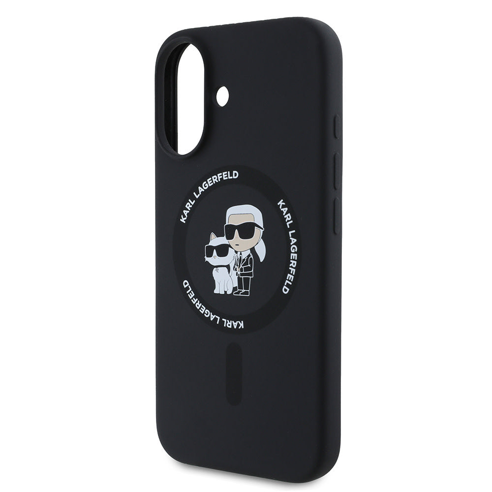 Karl Lagerfeld iPhone 16 Backcover hoesje - Magsafe - Silicone - KC Body Ring - Zwart-Hoesjes-Ilumina Benelux