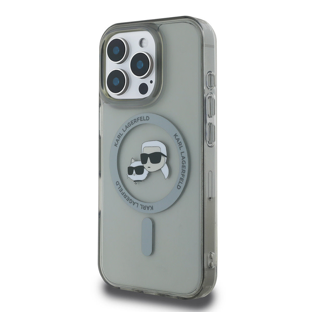 Karl Lagerfeld iPhone 16 Pro Backcover hoesje Magsafe IML metal KC heads - Zwart-Hoesjes-Ilumina Benelux