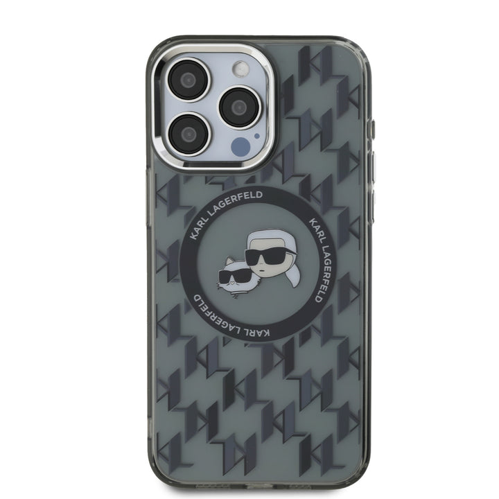 Karl Lagerfeld iPhone 16 Pro Backcover hoesje Magsafe IML metal monogram kc - Zwart-Hoesjes-Ilumina Benelux