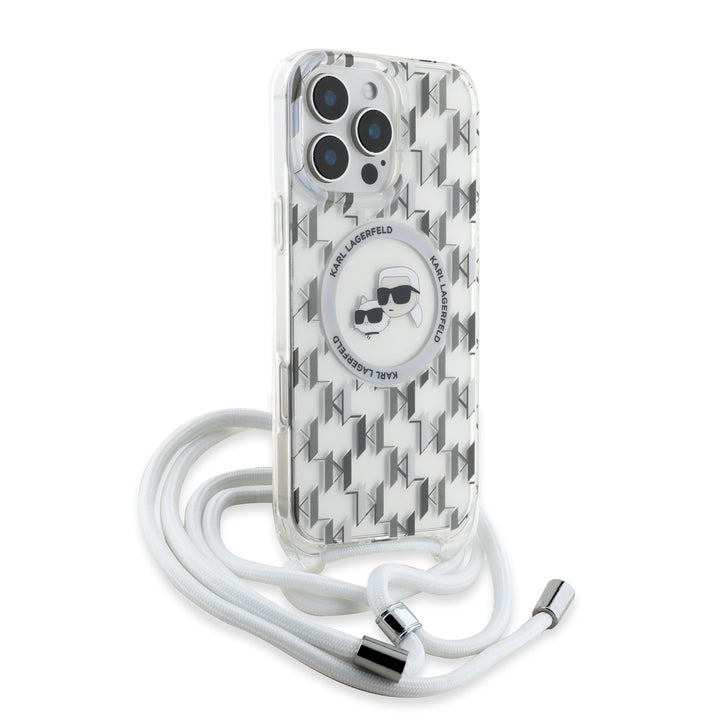 Karl Lagerfeld iPhone 16 Pro Max Backcover hoesje Magsafe IML KC heads - cord - Transparant-Hoesjes-Ilumina Benelux