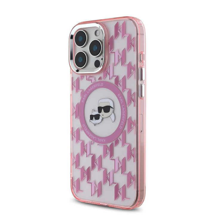Karl Lagerfeld iPhone 16 Pro Max Backcover hoesje Magsafe IML metal - Roze-Hoesjes-Ilumina Benelux