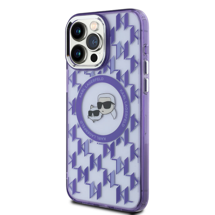 Karl Lagerfeld iPhone 16 Pro Max Backcover hoesje Magsafe IML metal monogram kc - Paars-Hoesjes-Ilumina Benelux
