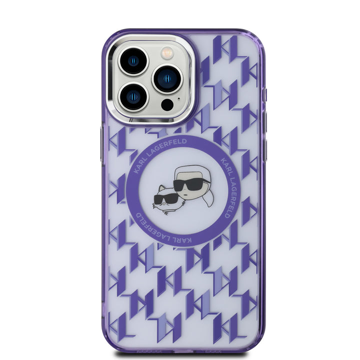 Karl Lagerfeld iPhone 16 Pro Max Backcover hoesje Magsafe IML metal monogram kc - Paars-Hoesjes-Ilumina Benelux